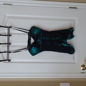 Green and black baby doll lingerie